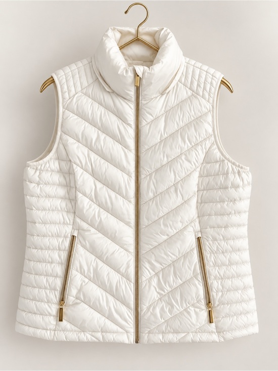 Michael Kors Jackets & Blazers - Michael Kors Packable Quilted Puffer Vest White Size XL Gold Hardware